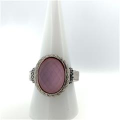 Judith Ripka Rose Quartz CZ Sterling Silver Ring